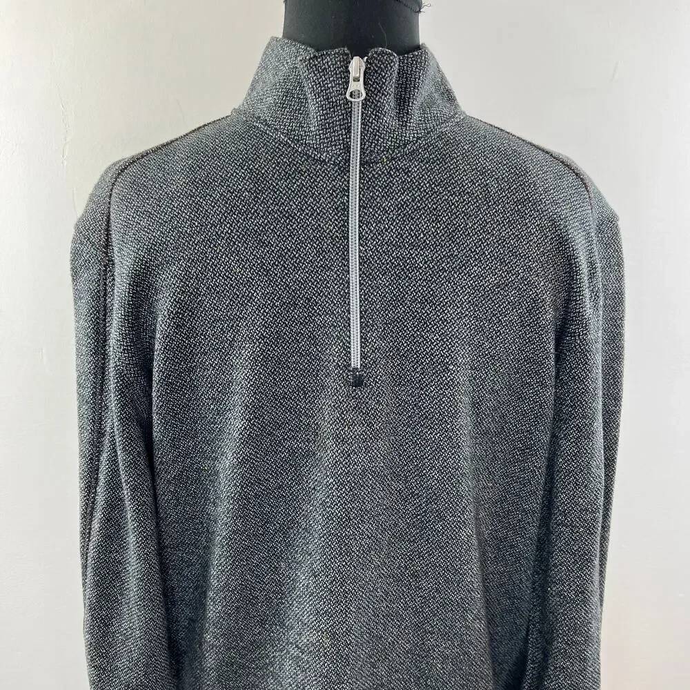 ROBERT GRAHAM Gray Cotton Classic Fit Quarter Zip Pullover Long Sleeve Top Sz M